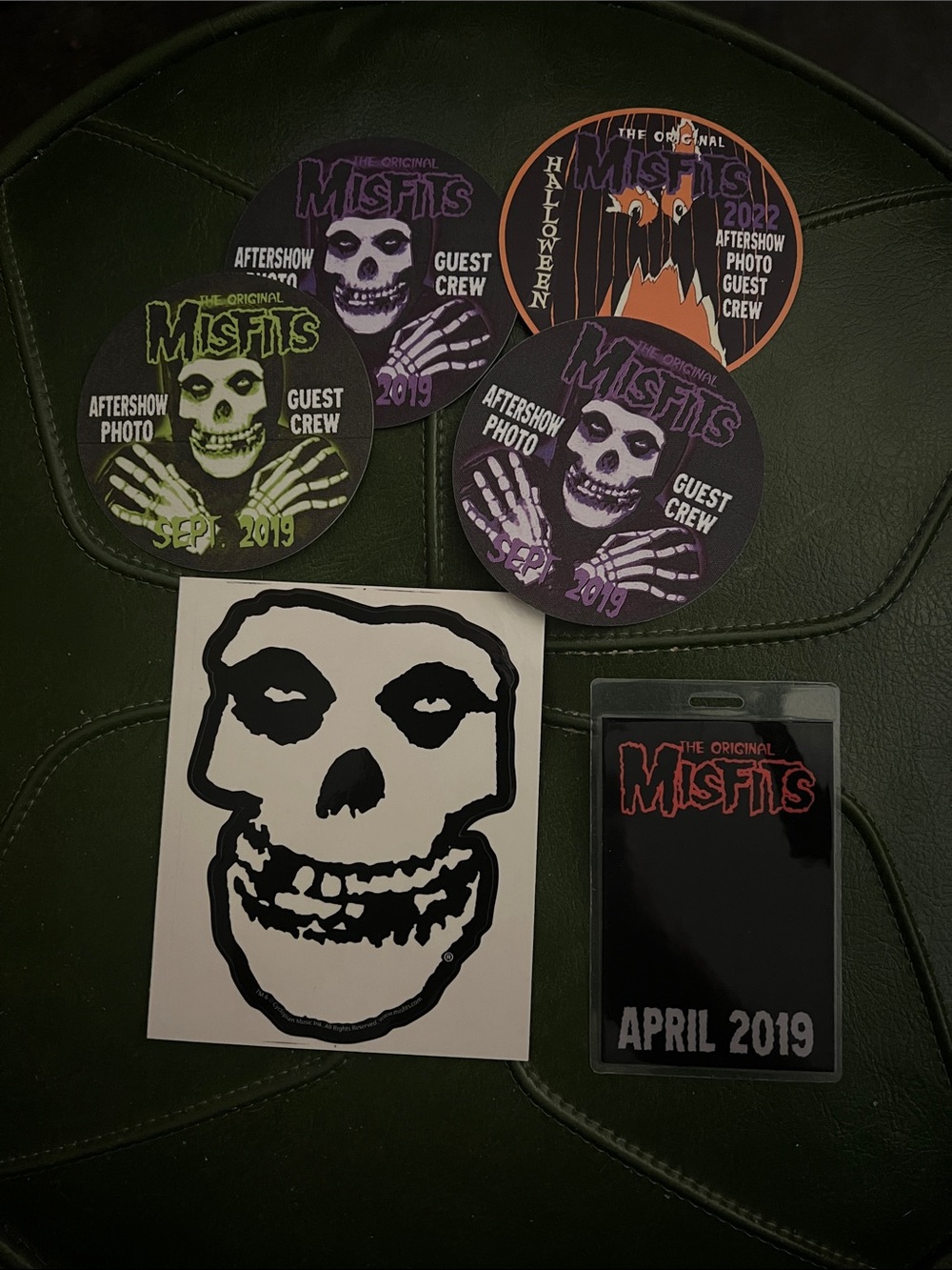 MISFITS 4 AFTERSHOW VIP PASS STICKERS & MISFITS CREW BADGE & STICKER 5.5X4.5